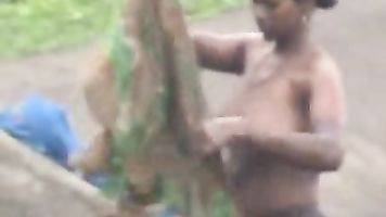 Village Girl Taking Shower - Movies.