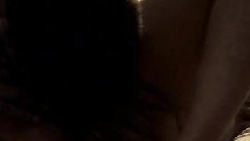 Sexy newly wed indian wife showing cleavage and legs in bed before sex session and her partner shooting her in this MMS.