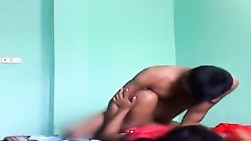 Horny bihar Indian wife riding and grinding her husband Amit Kumar's cock while having sex in cowgirl position showing her clean shaven pussy and asshole in this MMS.